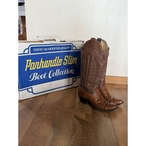 Women's Vtg Panhandle Slim Lizard Nut Honey Brown Western Cowboy Boots 6.5B